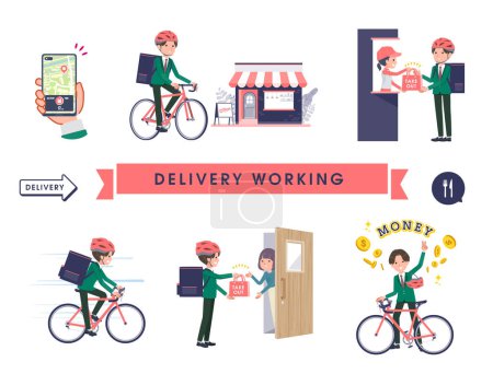 Illustration for A set of blazer schoolboy doing delivery work.It's vector art so easy to edit. - Royalty Free Image