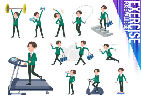 Illustration for A set of blazer schoolboy on exercise and sports.It's vector art so easy to edit. - Royalty Free Image