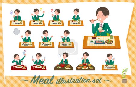 Téléchargez les illustrations : Un ensemble de blazer écolier sur les repas.C'est l'art vectoriel si facile à éditer. - en licence libre de droit