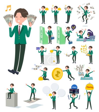 Illustration for A set of blazer schoolboy with concerning money and economy.It's vector art so easy to edit. - Royalty Free Image