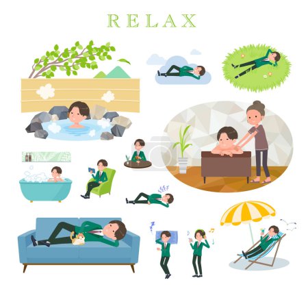 Illustration for A set of blazer schoolboy about relaxing.It's vector art so easy to edit. - Royalty Free Image