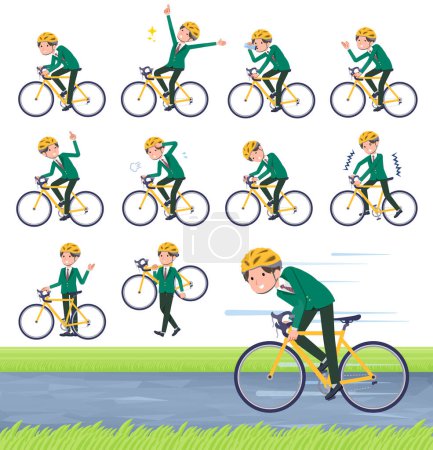 Téléchargez les illustrations : Un ensemble d'écolier blazer sur un vélo de route.C'est un art vectoriel si facile à éditer. - en licence libre de droit