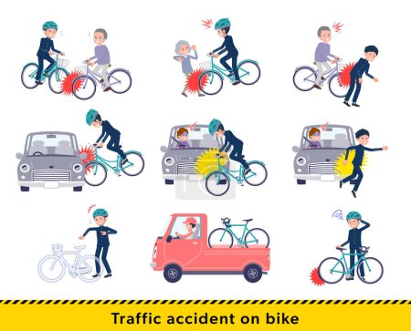 Illustration for A set of School boy in a bicycle accident.It's vector art so easy to edit. - Royalty Free Image