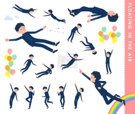 Ilustración de Un conjunto de chico de la escuela flotando en el aire. Es arte vectorial tan fácil de editar. - Imagen libre de derechos