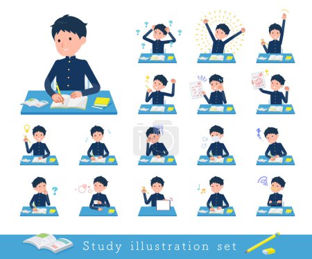 Ilustración de Un conjunto de chico de la escuela en estudio. es arte vectorial tan fácil de editar. - Imagen libre de derechos