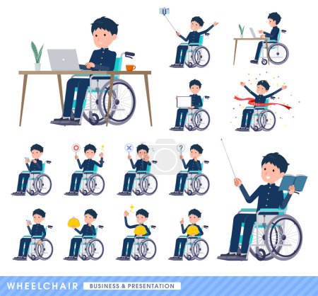 Illustration for A set of School boy in a wheelchair.About business and presentations.It's vector art so easy to edit. - Royalty Free Image