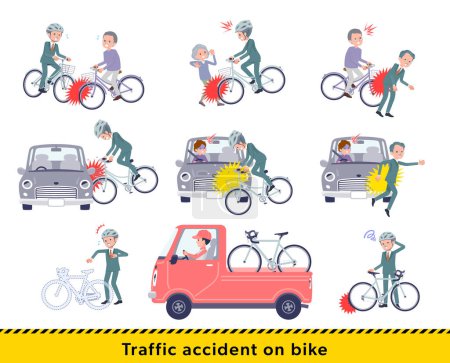 Illustration for A set of business president man in a bicycle accident.It's vector art so easy to edit. - Royalty Free Image