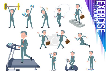 Illustration for A set of business president man on exercise and sports.It's vector art so easy to edit. - Royalty Free Image