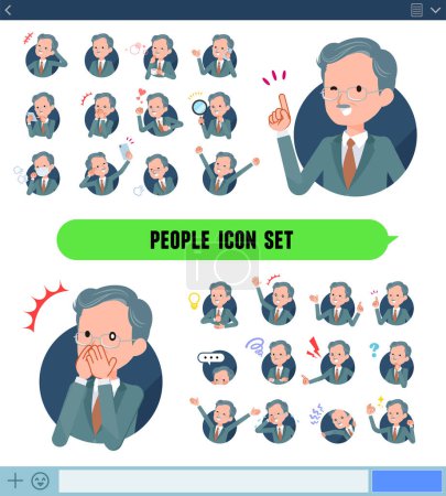 Illustration for A set of business president man with expresses various emotions In icon format.It's vector art so easy to edit. - Royalty Free Image
