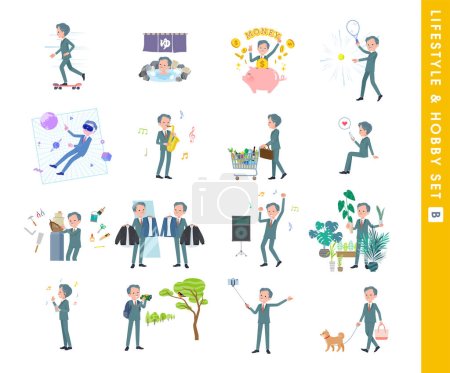 Illustration for A set of business president man about hobbies and lifestyle.type B.It's vector art so easy to edit. - Royalty Free Image