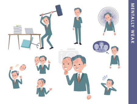 Illustration for A set of business president man spirit is weak.It's vector art so easy to edit. - Royalty Free Image