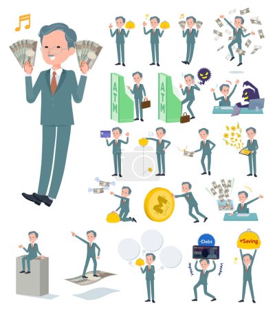 Ilustración de Un conjunto de hombre presidente de negocios con respecto al dinero y la economía.Es arte vectorial tan fácil de editar. - Imagen libre de derechos
