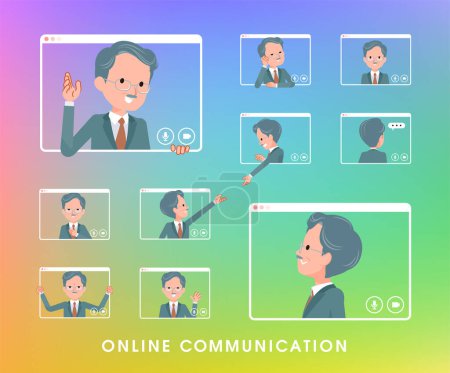 Illustration for A set of business president man communicating online.It's vector art so easy to edit. - Royalty Free Image