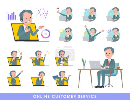 Ilustración de Un conjunto de hombre presidente de negocios al servicio de los clientes en línea.Es arte vectorial tan fácil de editar. - Imagen libre de derechos