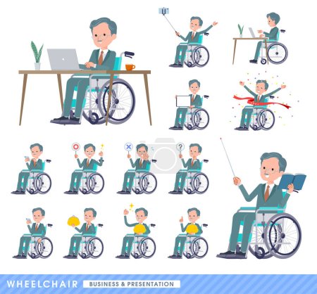 Téléchargez les illustrations : Un ensemble de président d'entreprise homme en fauteuil roulant.Sur les affaires et les présentations.C'est l'art vectoriel si facile à éditer. - en licence libre de droit