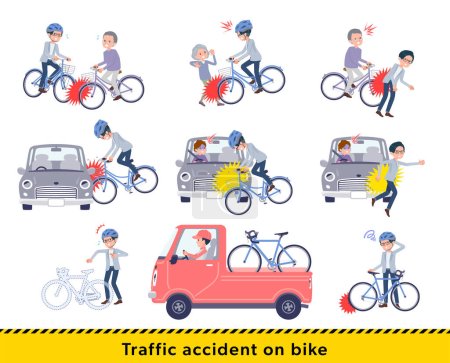 Illustration for A set of Programmer engineer man in a bicycle accident.It's vector art so easy to edit. - Royalty Free Image