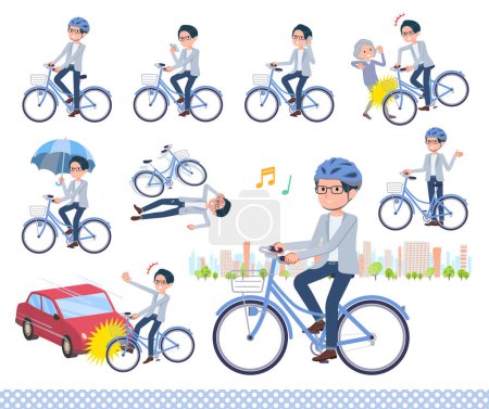 Illustration for A set of Programmer engineer man riding a city cycle.It's vector art so easy to edit. - Royalty Free Image