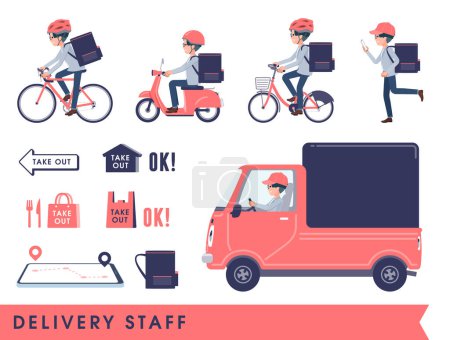 Illustration for A set of Programmer engineer man doing delivery.It's vector art so easy to edit. - Royalty Free Image