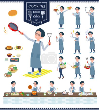Illustration for A set of Programmer engineer man about cooking.It's vector art so easy to edit. - Royalty Free Image