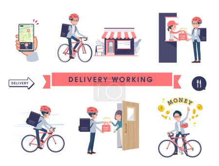 Illustration for A set of Programmer engineer man doing delivery work.It's vector art so easy to edit. - Royalty Free Image