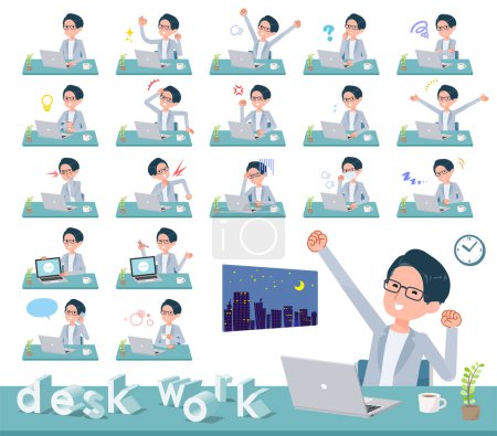 Illustration for A set of Programmer engineer man on desk work.It's vector art so easy to edit. - Royalty Free Image