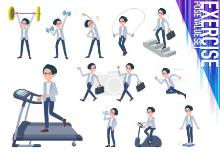 Illustration for A set of Programmer engineer man on exercise and sports.It's vector art so easy to edit. - Royalty Free Image