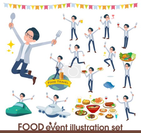Illustration for A set of Programmer engineer man on food events.It's vector art so easy to edit. - Royalty Free Image