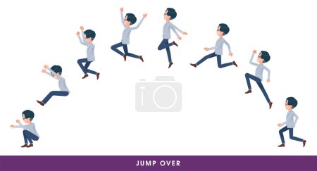 Illustration for A set of Programmer engineer man who jump over big.It's vector art so easy to edit. - Royalty Free Image