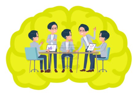 Illustration for A set of Programmer engineer man having an intracerebral meeting.It's vector art so easy to edit. - Royalty Free Image