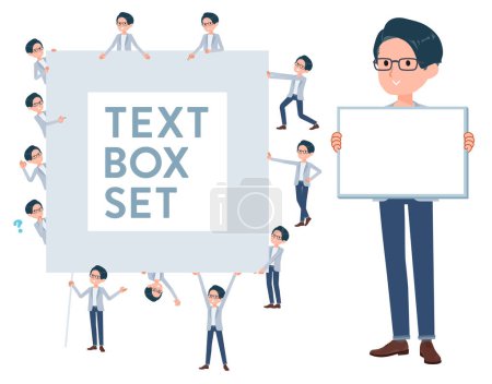Illustration for A set of Programmer engineer man with a message board.Since each is divided, you can move it freely.It's vector art so easy to edit. - Royalty Free Image