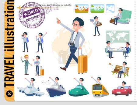Illustration for A set of Programmer engineer man on travel.It's vector art so easy to edit. - Royalty Free Image