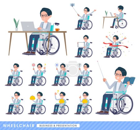 Téléchargez les illustrations : Un ensemble d'ingénieur programmeur en fauteuil roulant.Au sujet des affaires et des présentations.C'est l'art vectoriel si facile à éditer. - en licence libre de droit