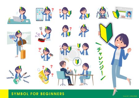 Illustration for A set of Public relations women about the beginner mark.It's vector art so easy to edit. - Royalty Free Image