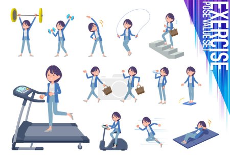 Illustration for A set of Public relations women on exercise and sports.It's vector art so easy to edit. - Royalty Free Image