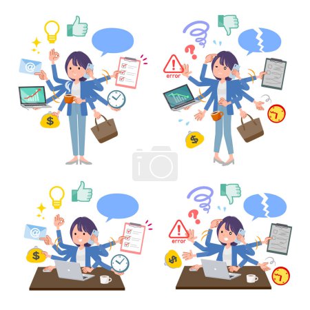 Illustration for A set of Public relations women who perform multitasking in the office.It's vector art so easy to edit. - Royalty Free Image