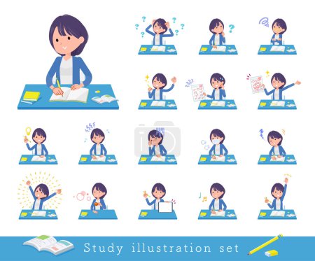 Illustration for A set of Public relations women on study.It's vector art so easy to edit. - Royalty Free Image