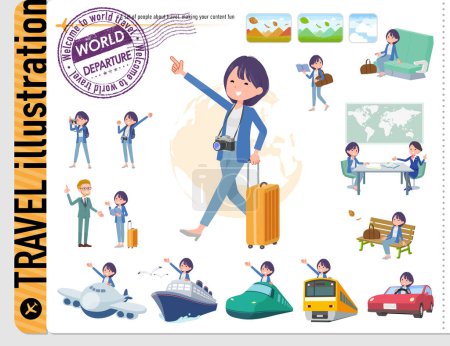 Illustration for A set of Public relations women on travel.It's vector art so easy to edit. - Royalty Free Image