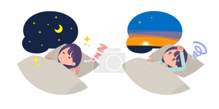 Illustration for A set of Public relations women Good sleep and insomnia.It's vector art so easy to edit. - Royalty Free Image