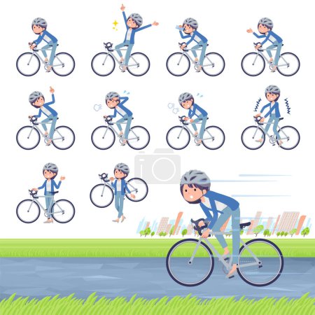 Illustration for A set of Public relations women on a road bike.It's vector art so easy to edit. - Royalty Free Image