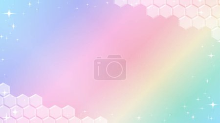 Illustration for Pale rainbow hexagon pattern background.Separate top and bottom diagonally.Vector data that is easy to edit. - Royalty Free Image