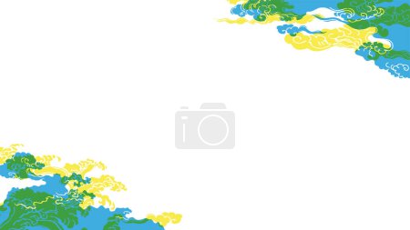 Illustration for Dark blue Japanese style cloud design background. Vector data that is easy to edit. - Royalty Free Image