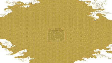 Illustration for Gold Japanese style cloud design background. Vector data that is easy to edit. - Royalty Free Image