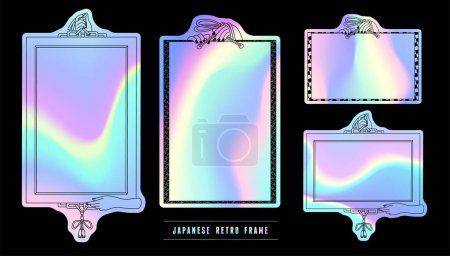 Illustration for Label set with hologram sticker design.It is vector data that is easy to edit. - Royalty Free Image