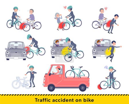 Téléchargez les illustrations : Un ensemble de consultant homme de travail dans un accident de vélo.C'est l'art vectoriel si facile à éditer. - en licence libre de droit
