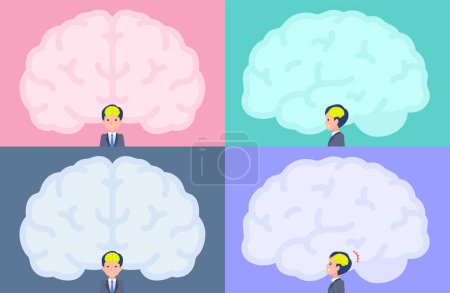 Illustration for A set of consultant job man and brain shaped frame.It's vector art so easy to edit. - Royalty Free Image
