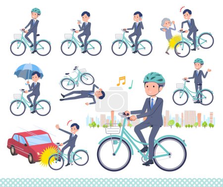 Téléchargez les illustrations : Un ensemble de consultant job man sur un vélo de ville.C'est l'art vectoriel si facile à éditer. - en licence libre de droit