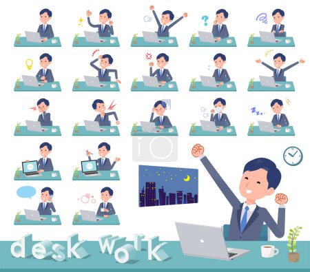 Illustration for A set of consultant job man on desk work.It's vector art so easy to edit. - Royalty Free Image