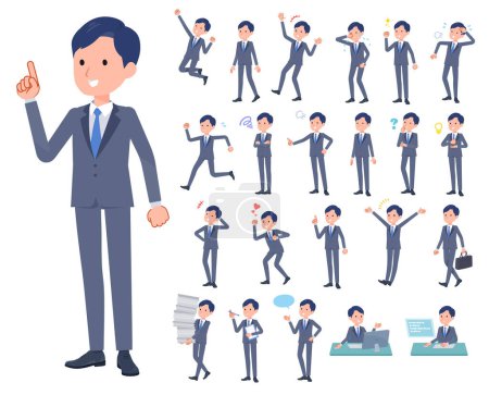 Illustration for A set of consultant job man with who express various emotions.It's vector art so easy to edit. - Royalty Free Image