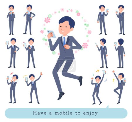 Illustration for A set of consultant job man to enjoy using a smartphone.It's vector art so easy to edit. - Royalty Free Image