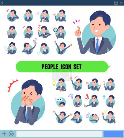 Ilustración de Un conjunto de consultor de trabajo hombre con expresa varias emociones en formato de icono. Es arte vectorial tan fácil de editar. - Imagen libre de derechos